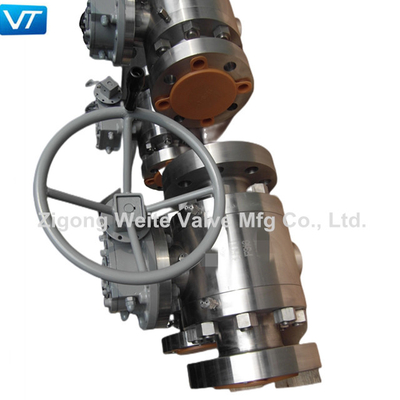 Vávula de bola ensanchada de acero inoxidable de la pulgada F316 del actuador 4 de la caja de cambios de la vávula de bola de 1500LB F316